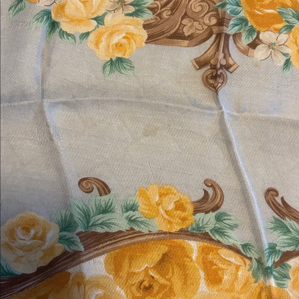 Dior Floral Silk Scarf - Blue and Gold - Picture 6 of 9